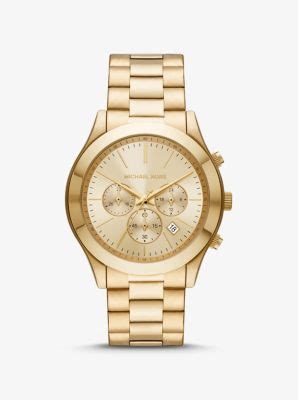 michael kors oversized slim runway gold-tone watch|Michael Kors black men's watch.